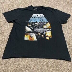 Fifth Sun Star Wars Graphic T-Shirt Mens 2XL Black Space Battle X-Wing Cotton